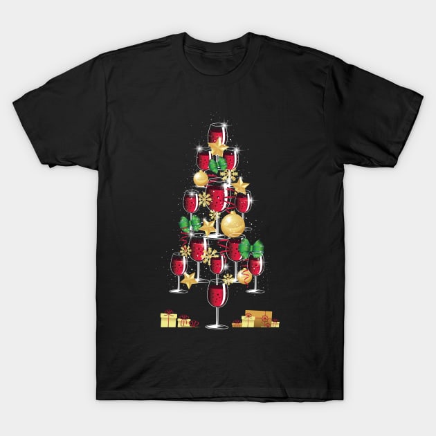 Wine Christmas tree T-Shirt by madeinchorley